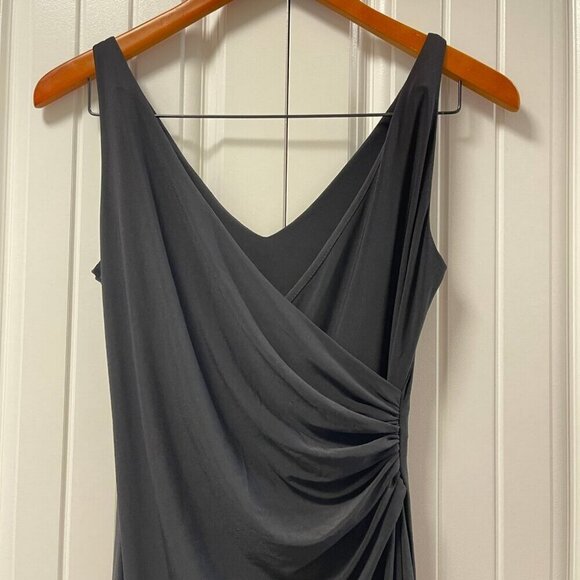 Vintage Draped V-neck Sleevless Dress Black – XS/S - Picture 3 of 11